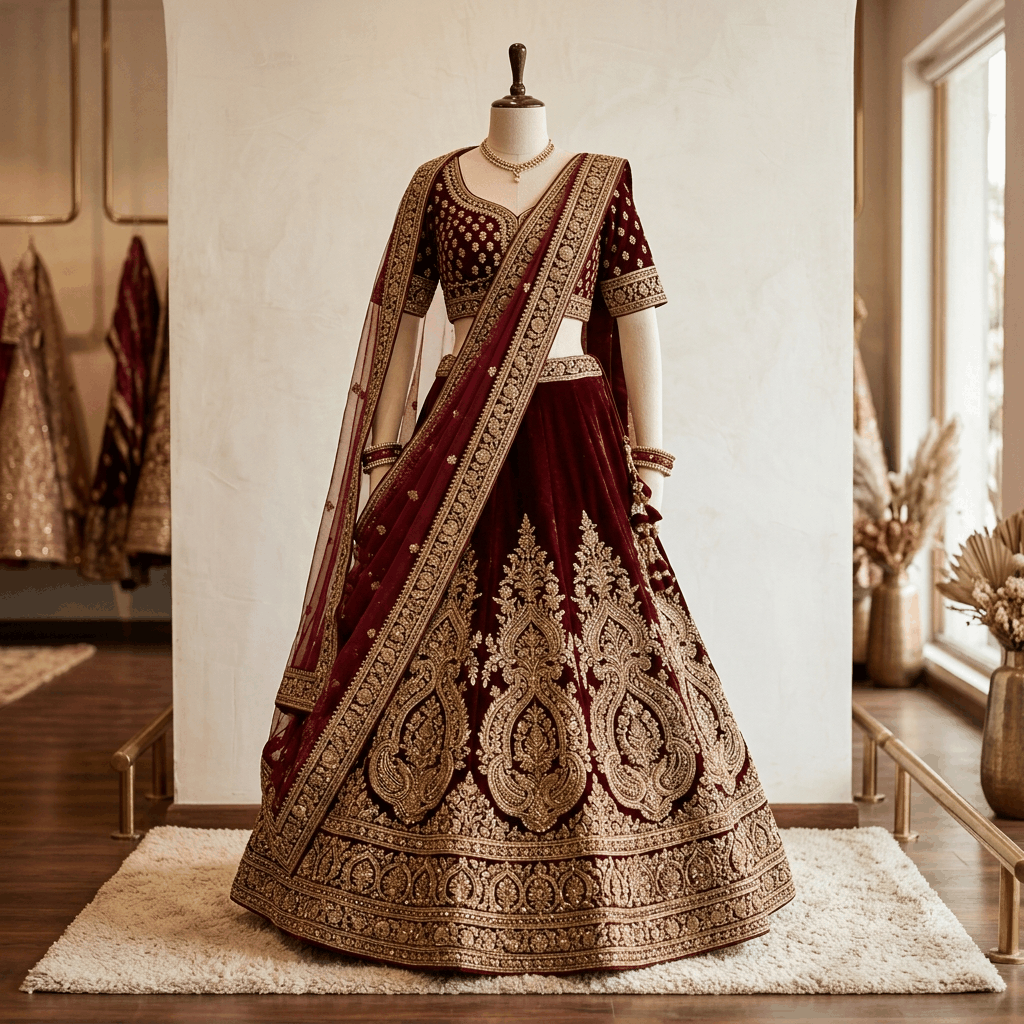Noor Pastel Peach Organza Floral Bridal Lehenga Set